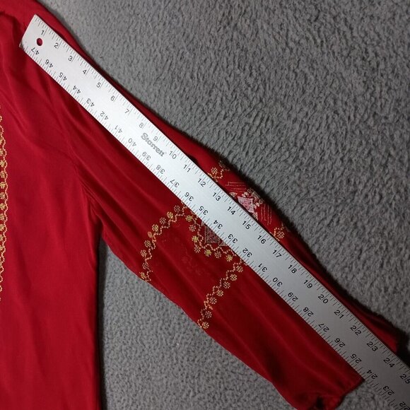 Tolani Lauren Tunic Women 3XL Red Aztec Embroidered Long Sleeve Blouse  Boho NWT - Picture 12 of 16